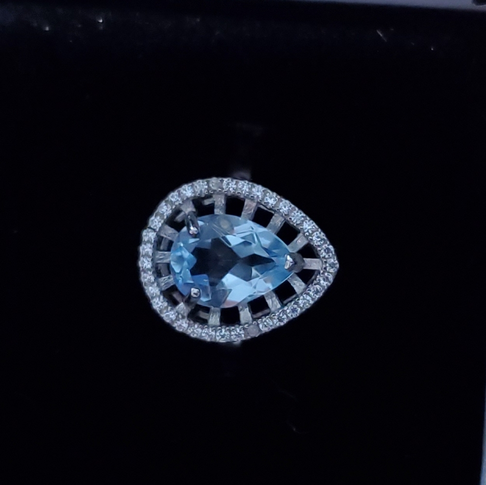 14 kt Sapphire, Topaz & Diamond Ring